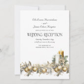 Holly Bells Golden Berry Winter Wedding Empfang Einladung (Vorderseite)