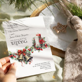Holly Bells Red Berries Winter Wedding und Details Einladung