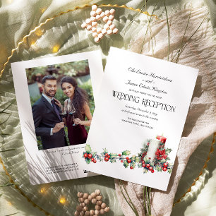 Holly Bells Rote Beeren Winterhochzeitsempfang Einladung