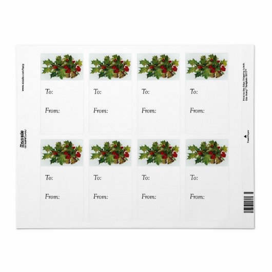 Holly Bells Vintag Gift Tag (Vorne)