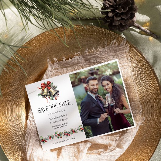 Holly Bells Winter Wedding Foto Save The Date