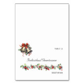 Holly Bells Winter Wedding Guest Name Platzkarte Tischnummer (Vorderseite)