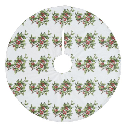 Holly Beries 001 Fleece Weihnachtsbaumdecke (Vorderseite)