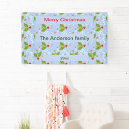 Holly Beries Blätter Muster Frohe Weihnachten Banner