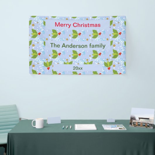 Holly Beries Blätter Muster Frohe Weihnachten Banner (Messeveranstaltung)
