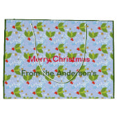 Holly Beries Oberflächenmuster Frohe Weihnachten Große Geschenktüte (Rückseite)