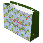Holly Beries Oberflächenmuster Frohe Weihnachten Große Geschenktüte (Rückseite Schrägansicht)