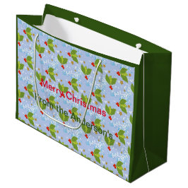 Holly Beries Oberflächenmuster Frohe Weihnachten Große Geschenktüte