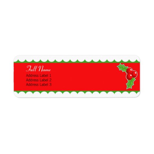 Holly beries red n green border christmas label (Vorne)