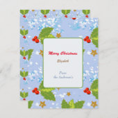 Holly Beries Schnee und Sterne Frohe Weihnachten Mitteilungskarte (Vorne/Hinten)