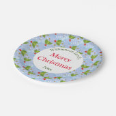 Holly Beries und Blätter Muster Frohe Weihnachten Pappteller (Schrägansicht)