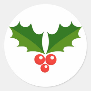 Holly Beries Weihnachtskleber Runder Aufkleber