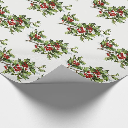 Holly Berries 001 Geschenkpapier (Ecke)