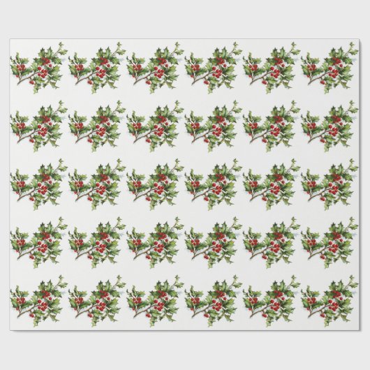 Holly Berries 001 Geschenkpapier (Flach)