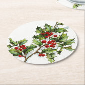Holly Berries 001 Runder Pappuntersetzer (Angewinkelt)