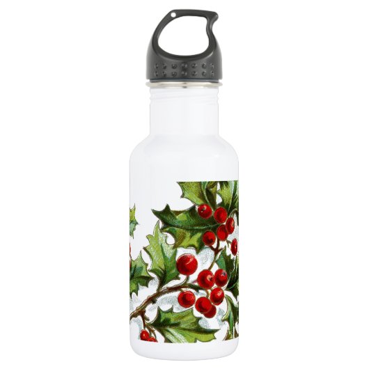 Holly Berries 001 Trinkflasche (Vorderseite)