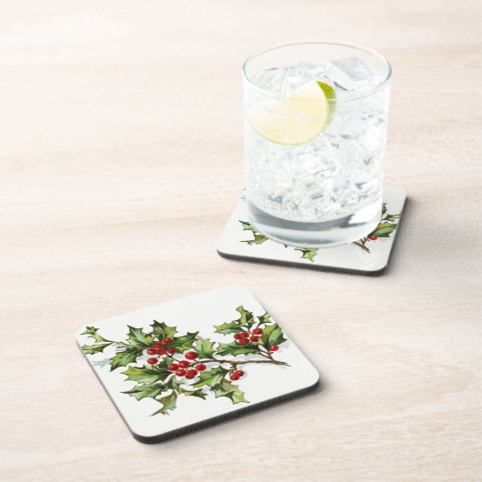 Holly Berries 002 Getränkeuntersetzer (Rechte Seite)