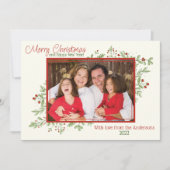 Holly Berries and Blätter Foto Weihnachtskarte Feiertagskarte (Vorderseite)