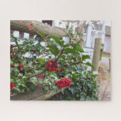 Holly Berries and Fence - Martha's Vineyard Puzzle (Horizontal)