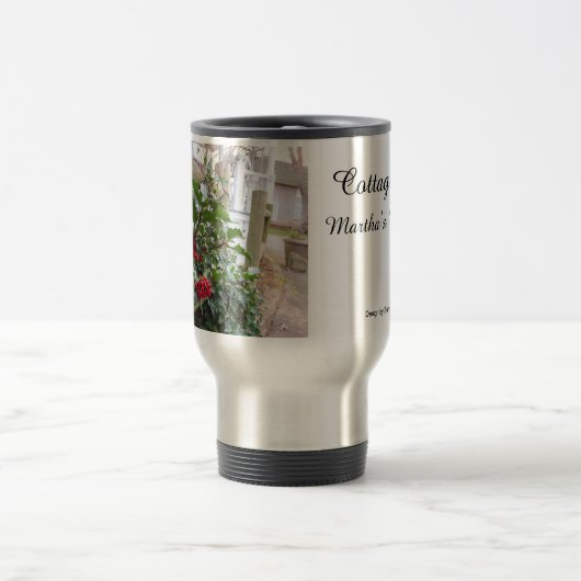 Holly Berries and Fence - Martha's Vineyard Reisebecher (Mittel)