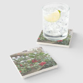 Holly Berries and Fence - Martha's Vineyard Steinuntersetzer (Seitenansicht)