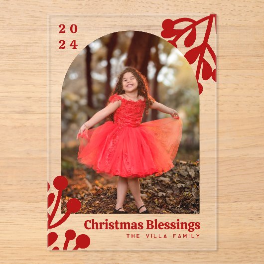 Holly Berries Arch Foto Acryleinladungen (Vorderseite)