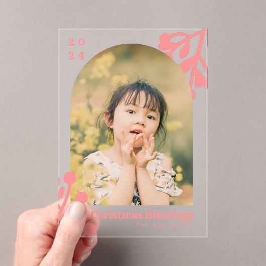 Holly Berries Arch Foto Pink Weihnachten Acryleinladungen (Insitu (Handheld))