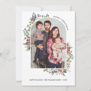 Holly Berries Arch Frame Foto Jahr in Review Card Einladung