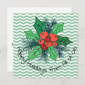Holly Berries auf Zickzack Feiertagskarte (Vorne/Hinten)