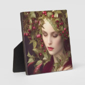 Holly Berries Beautiful Woman Holiday Tabletop Fotoplatte (Vorderseite)