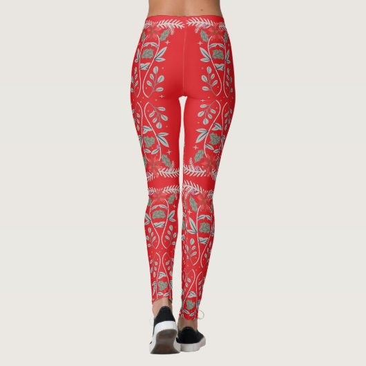 Holly Berries Blume Frame Leggings (Rückseite)