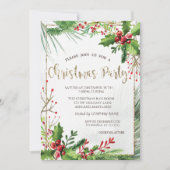 Holly Berries Branches Company Christmas Party Einladung (Vorderseite)