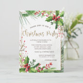 Holly Berries Branches Company Christmas Party Einladung (Stehend Vorderseite)