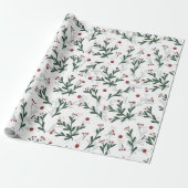 Holly Berries Christmas Doodle Wrapping Paper Geschenkpapier (Ungerollt)