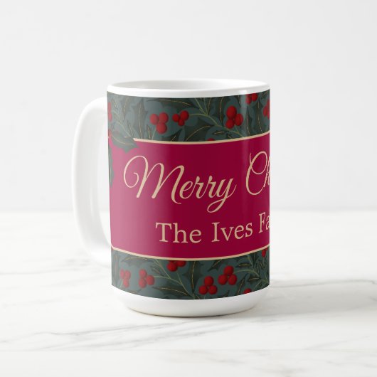 Holly Berries Christmas Kaffeetasse (Vorderseite Links)