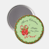 Holly Berries Christmas und Candy Canes Magnet (Vorderseite/Rückseite)