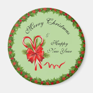 Holly Berries Christmas und Candy Canes Magnet