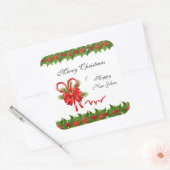 Holly Berries Christmas und Candy Canes Quadratischer Aufkleber (Umschlag)
