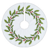 Holly Berries Design Christmas Tree Skirt Polyester Weihnachtsbaumdecke (Vorderseite)