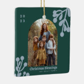 Holly Berries Emerald Christmas Foto Arch Keramikornament (Rechts)