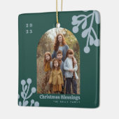 Holly Berries Emerald Christmas Foto Arch Keramikornament (Links)