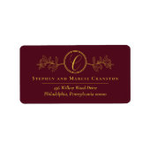 Holly | Berries Faux Gold Monogram Return Address Adressaufkleber (Vorne)