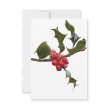 Holly Berries Flat Christmas Card