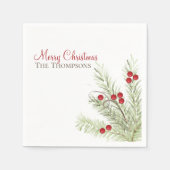 Holly Berries Foliage Pine Greenery Serviette (Vorderseite)