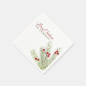 Holly Berries Foliage Pine Greenery Serviette (Ecke)