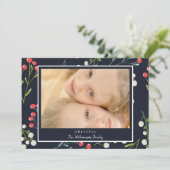 Holly Berries Foto Weihnachtskarte (Stehend Vorderseite)