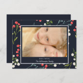 Holly Berries Foto Weihnachtskarte Postkarte (Vorne/Hinten)