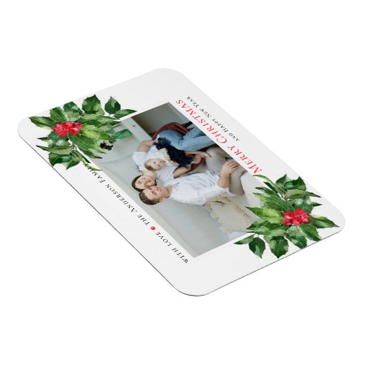 Holly Berries Frame Christmas Personalisiertes Fot Magnet (Rechte Seite)