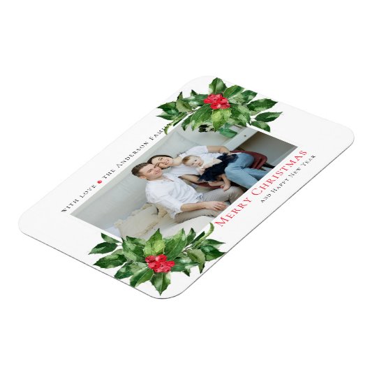 Holly Berries Frame Christmas Personalisiertes Fot Magnet (Linke Seite)