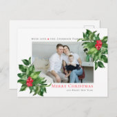 Holly Berries Frame Christmas Personalisiertes Fot Postkarte (Vorne/Hinten)